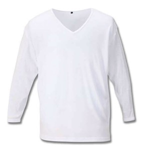 Heatchanger ビッグサイズ メンズ 長袖VTシャツ ホワイト  3L 4L 5L 6L 7L 8L
