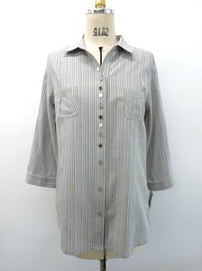 Button Shirt/Blouse Stripe Multi-button
