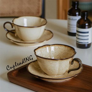≪予約商品≫早い者勝ち 午後ティーカップ レトロ カップ皿セット 窯変 釉薬下彩 コーヒーカップ皿