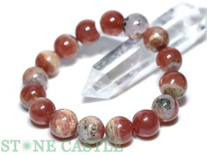 ☆一点物☆【ブレスレット】ペルー産インカローズ&水晶パイライト共生鉱 No.02 (約13〜13.5mm)