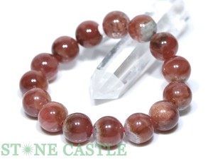 ☆一点物☆【ブレスレット】ペルー産インカローズ&水晶パイライト共生鉱 No.04 (約14〜14.5mm)