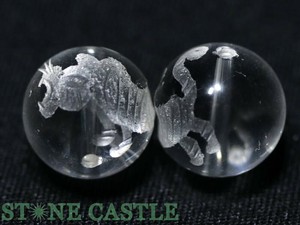 【彫刻ビーズ】水晶 14mm (素彫り) 虎 (数量限定商品) 【天然石 パワーストーン】