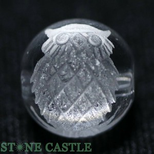 【彫刻ビーズ】水晶 10mm (素彫り) ふくろう 横穴 (数量限定商品) 【天然石 パワーストーン】