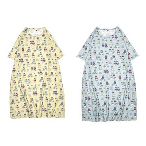 天竺ニットのルームウェア　ルームワンピースTシャツ　アニマルモード柄（ねこ　ネコ　猫）