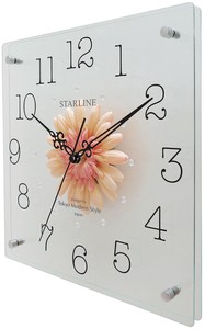 Wall Clock Made in Japan Square Gerbera