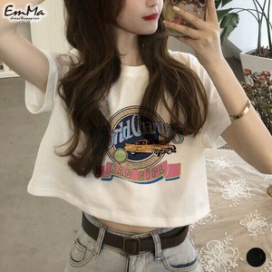 【現品20％オフ】 プリントクロップドTシャツ 春 夏 カジュアル アルファベット【2025新作】ZEH044