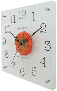 Wall Clock Made in Japan Square Orange
