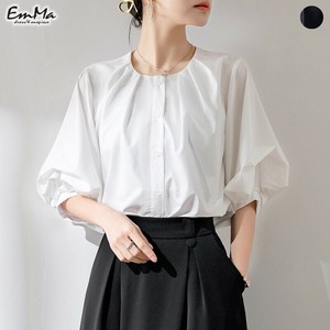【現品20％オフ】 七分袖デザインシャツ パフスリーブ 春 秋 オフィス【2025新作】ZEH045