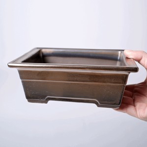 【日本製プランター/瀬戸焼盆栽鉢】＊50038 SHITAOBI PLANTER 7" BRONZE