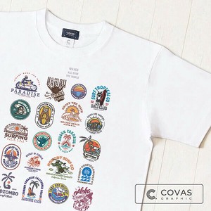 ユニセックス・プリントTシャツ　"サーフロゴ-front"　ホワイト　半袖 Tシャツ