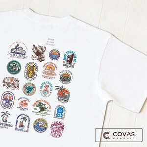 ユニセックス・プリントTシャツ　"サーフロゴ-back"　ホワイト　半袖 Tシャツ