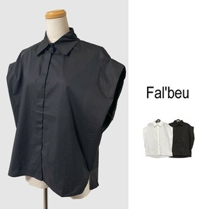 【新作】デザインスリーブシャツ　袖シャーリング　コットン　2色展開