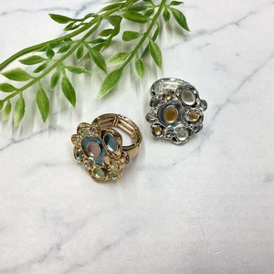 リング　指輪　個性的　ビジュー　シルバー　お花　フラワー　丸型