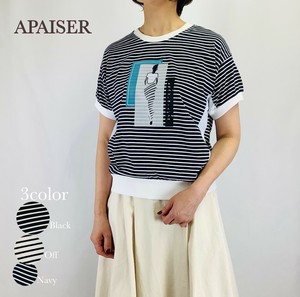 【2025年　春・夏　新作】ボーダーWOMAN配色カラーTシャツ・カットソー