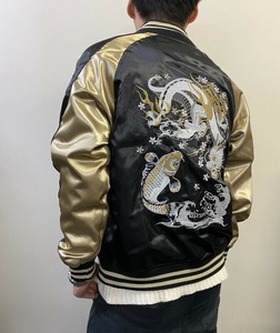 ※※『予約販売‼‼8月入荷予定』☆☆当社実績アイテム☆☆　ポリサテン裏付スカジャン(龍鯉波)