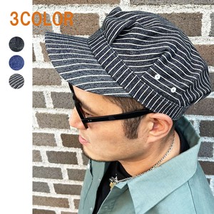 デニム レイルキャップ ワーク レトロ ストライプ柄 帽子 メンズ レディース