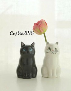 ≪予約商品≫早い者勝ち 猫振り子 可愛い 手描き振り子 プレゼント 陶磁器の花瓶 ペン立て 鉛筆収納桶