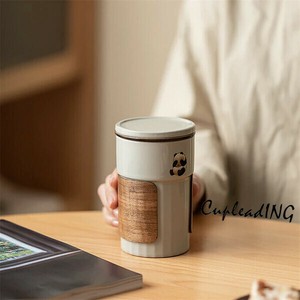 【定番商品】早い者勝ち 可愛い パンダセラミックティーカップ お茶の分離 事務カップ 蓋付き ろ過付き