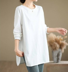 Tシャツ 長袖 無地 ラウンドネック ゆったり 快適 レディース ファッション 1733#BQ985