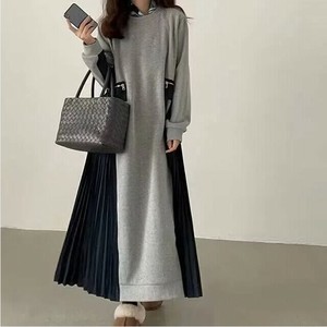 ワンピース 長袖 ラウンドネック  無地 ゆったり 快適 レディース ファッション  9681#BQ988