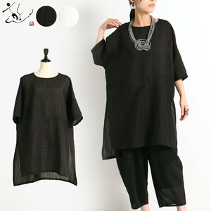 Button Shirt/Blouse Pintucked Tunic Made in Japan