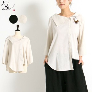 【SALE!! 卸価格から、更に25％OFF】4月新作 変形衿シャツブラウス クレープロッキーバル 日本製