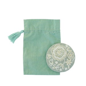 刺繍ラウンドミラー テンダーフラワー ミントGR 16821803032