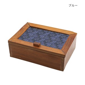 ウッド&エンボスガラス ボックスM ブルー 10724811378
