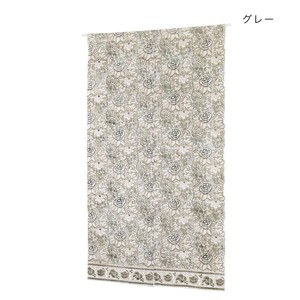 のれん フラワリーブロックプリント グレー 13124870317