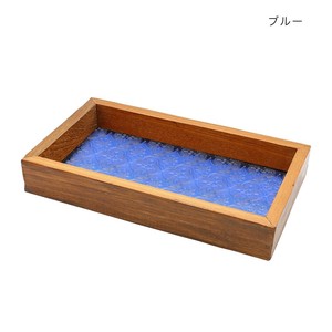 ウッド&エンボスガラス トレイ ブルー 10724810401