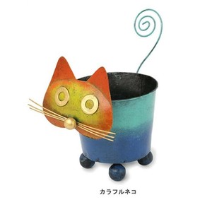 ブリキプランターカバー カラフルネコ 25025835
