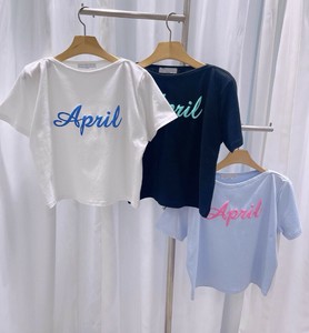 【2025春夏新作】APRIL発泡ロゴボートネック半袖Tシャツ