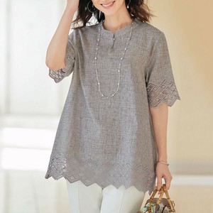 Button Shirt/Blouse Chambray Cotton Linen
