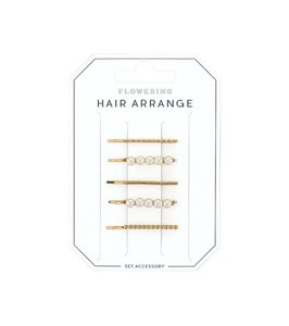 フラワーリング ヘアピン(4点セット) パール HHP0394-GD(ゴールド)