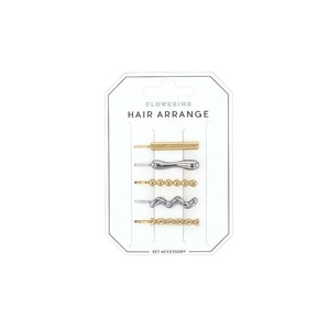 フラワーリング ヘアピン(4点セット) メタル HHP0395-GD(ゴールド)