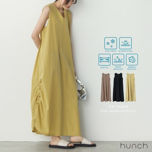 【ブラック予約販売/6月下旬】ICE TOUCH 接触冷感(厚手)サイドギャザーワンピース 2025新作 S/S
