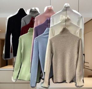 Sweater/Knitwear Ladies fashion High-Neck Cut-and-sew