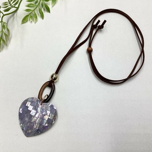 ネックレス　個性的　ペンダント　デザイン　シェル　ハート　パープル