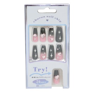 【取寄品】ネイルチップロングスクエアタイプ BLACK PINK
