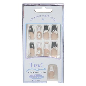 【取寄品】ネイルチップロングスクエアタイプ MONOTONE FRENCH
