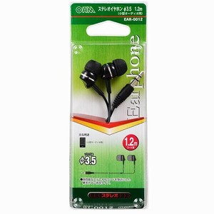 【★売れ筋商品★】OHM ステレオイヤホン 1.2m ブラック EAR-0012