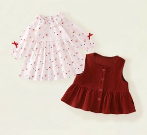 韓国スタイル 6サイズ ワンピース 2点セット セットアップ プリント 総柄 かわいい