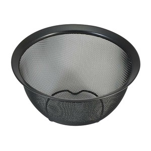 リバティーコーポレーション シリコーン加工 ステンレス製 ボウル型ザル 15cm 足付 ブラック LD-447