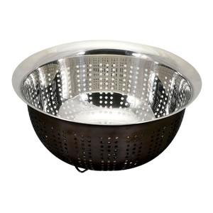 リバティーコーポレーション ステンレス製 軽量 パンチングザル 16cm 足付 ブラック LD-434