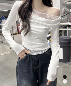 国内即納 レース 長袖Tシャツ レディース 薄手