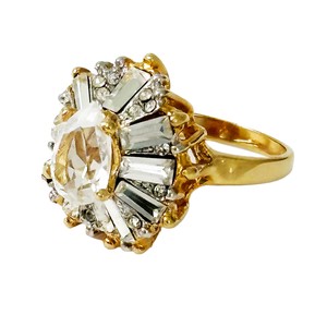 存在感あるカクテルリング KEYES 指輪 ヴィンテージアクセサリー カナダ製 22KTゴールドプレート