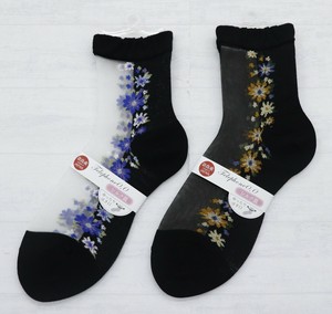 25SS　新作【奈良産】テグスソックス　シルク混　サイド花