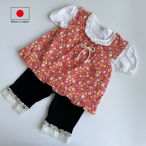 Baby Dress/Romper Tunic Floral Pattern Orange 100% Cotton Made in Japan