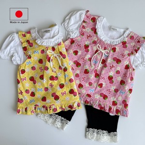 【日本製】綿100％Tシャツ付きチュニックスーツ #黄色いちご#ピンクいちご　73205P
