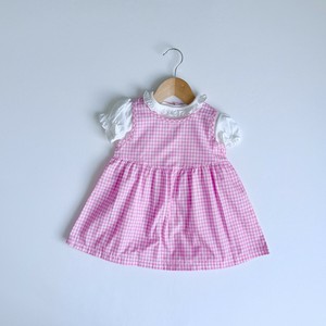 Kids' Casual Dress Pink Check 100% Cotton 90 ~ 95cm Made in Japan